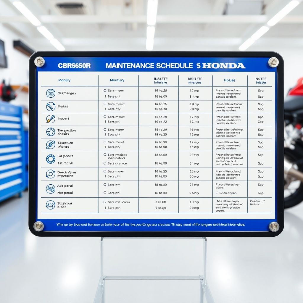 ตารางบำรุงรักษา CBR650R 2026